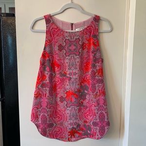 CAbi Jubilee Pink Paisley Sleeveless Blouse Tank Top